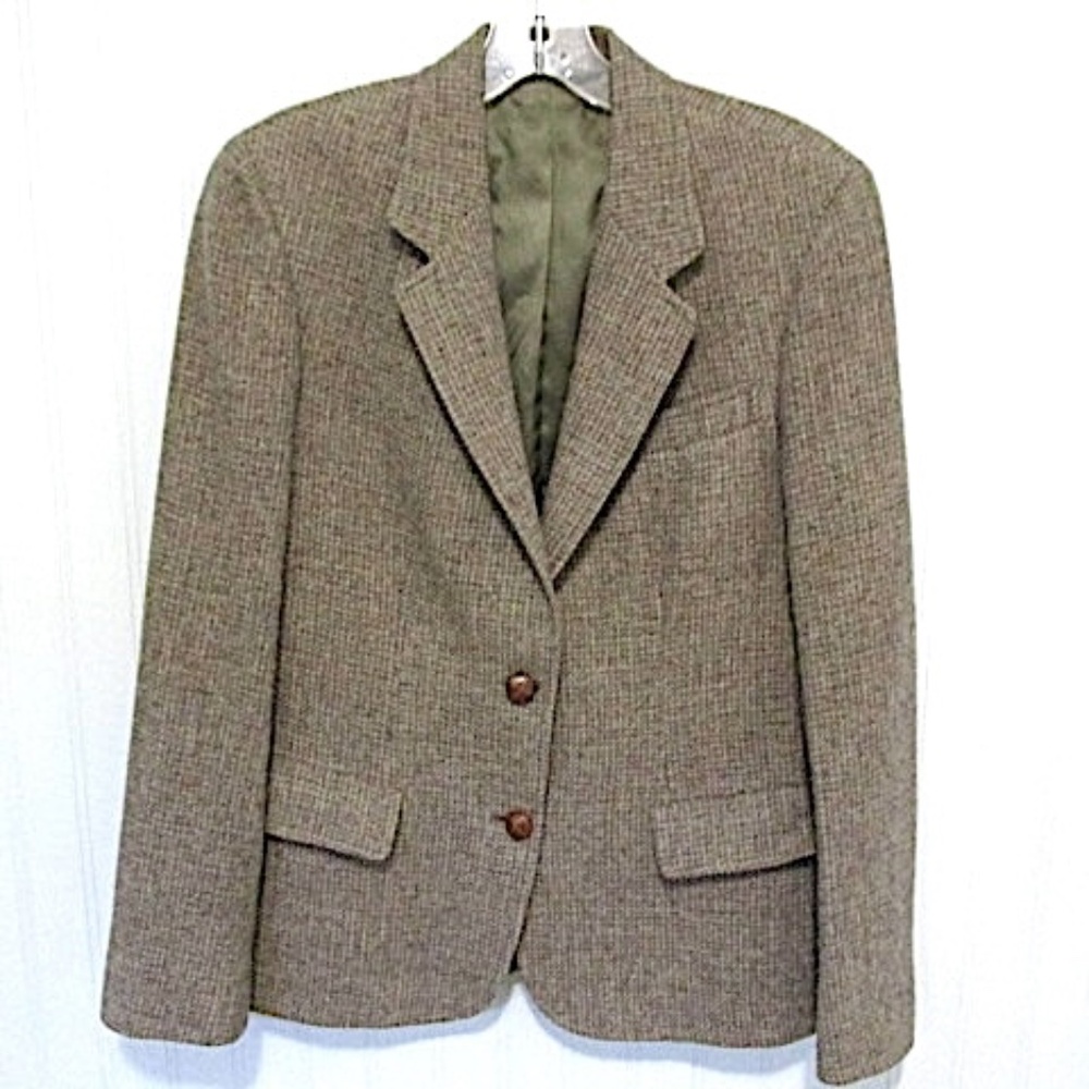VTG Austin Reed Tan Tweed Wool Blazer, Size S
